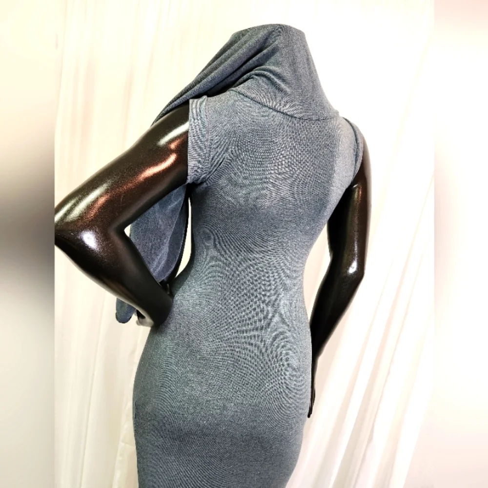 Green-Blue Sleeveless Dress with Cowl Neck -Mannequin Worn Only. - Picture 8 of 16